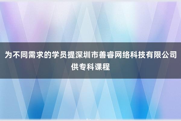 为不同需求的学员提深圳市善睿网络科技有限公司供专科课程